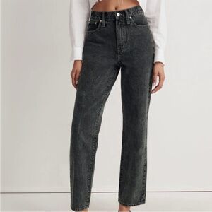 Madewell Perfect Vintage Straight Leg Jean in Steel Green Acid Wash